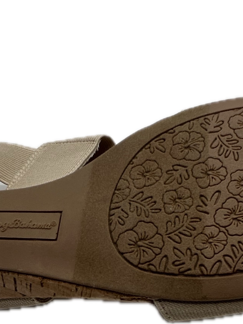 Tommy Bahama Beige Elastic Strap Cork-Style Wedge Sandals - Picture 6 of 7